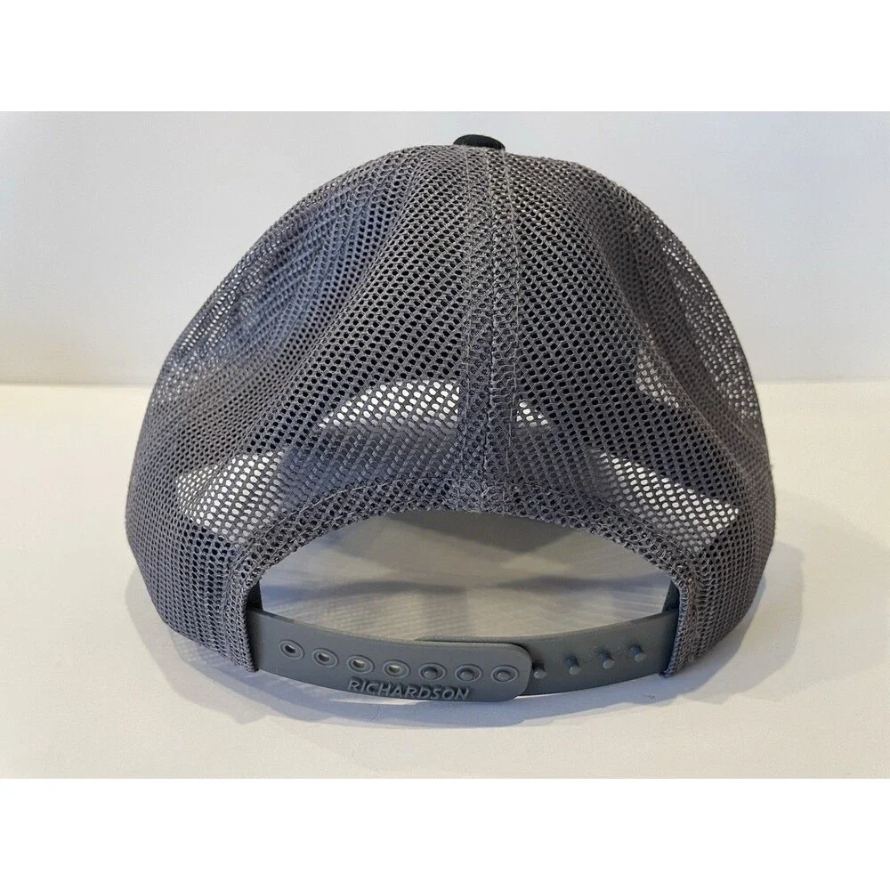 Richardson 115 Fourth Arrow Trucker Hat Black Gray Mesh Back Snapback Cap New